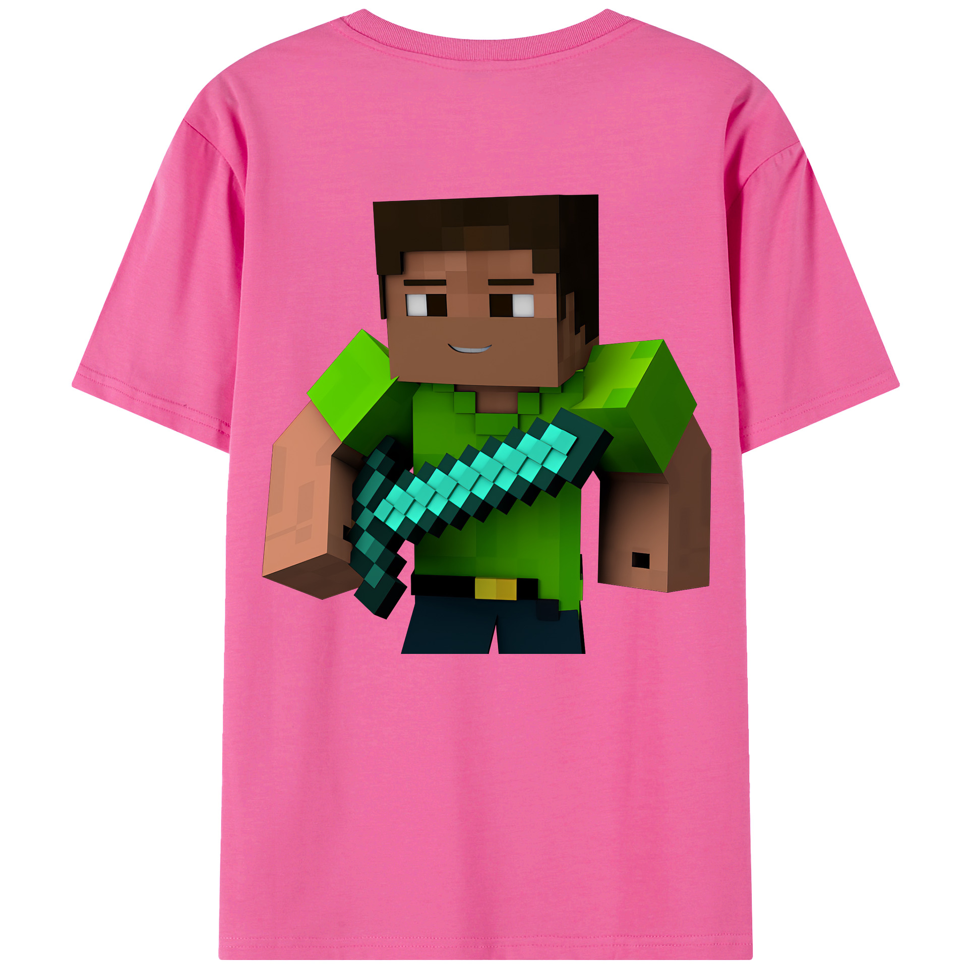 （画像用） マインクラフト ブロックの世界 Minecraft MC Block world レディース半袖Tシャツ(バックプリント)